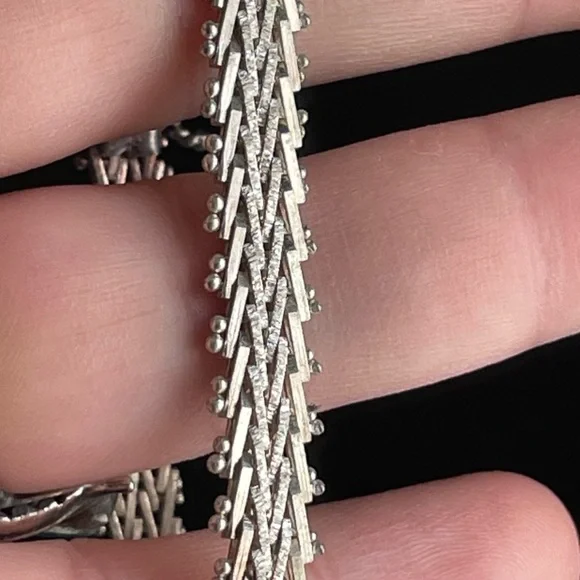 Vintage Sterling Silver 925 Italy Herringbone Bracelet - Picture 6 of 15